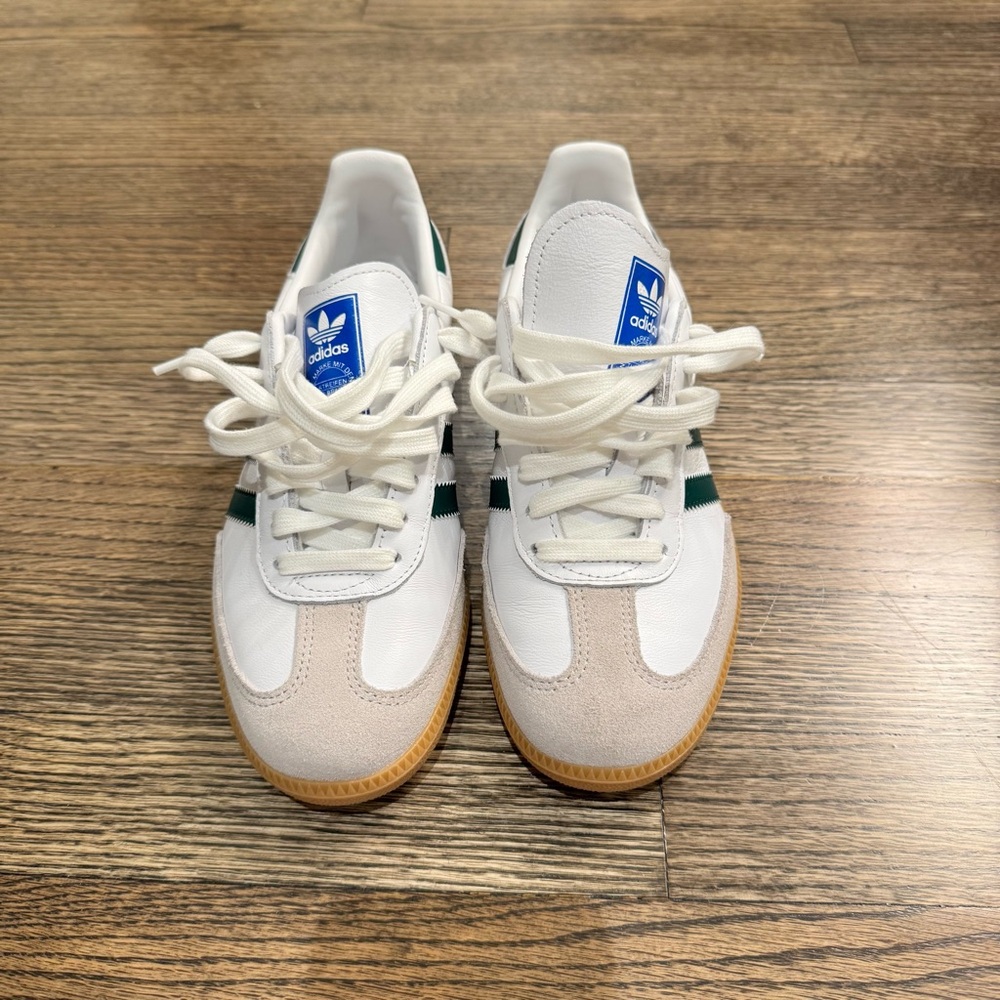 Adidas White and Green Samba Sneakers Classic Design